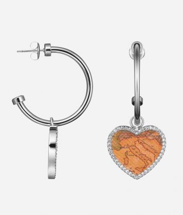Love Lane steel earrings with leather heart pendant
