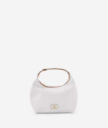 Small pouch with handle and 1C detail White Small pouch with handle and 1C detail White