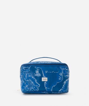 Three-compartment wash bag Geo Color Sea Blue