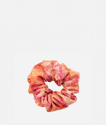 Logomania print satin maxi scrunchie Lobster Red Logomania print satin maxi scrunchie Lobster Red