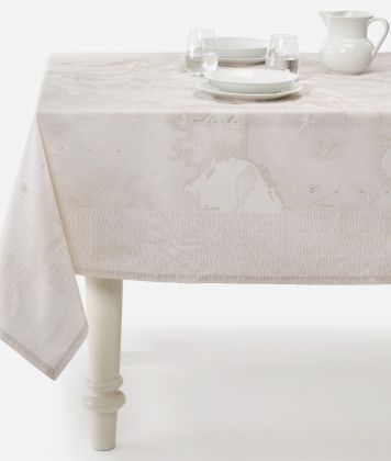 Geo White print Tablecloth 150 cm x 150 cm