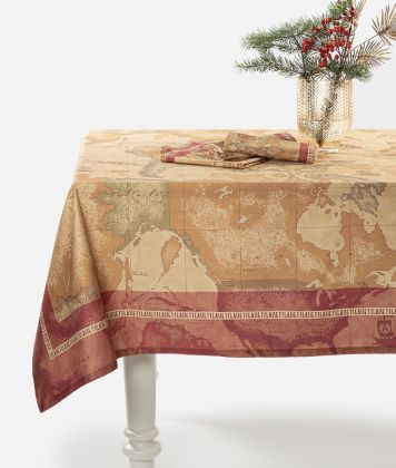 Geo Classic print tablecloth Red 150 cm x 240 cm