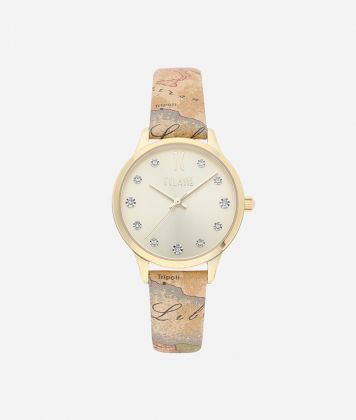Formentera Watch with Geo Classic print leather strap