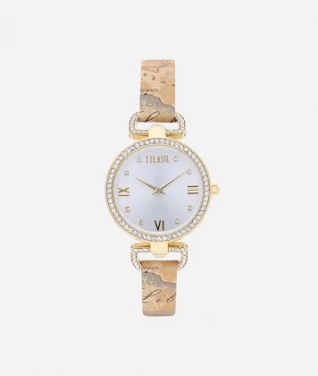 Madagascar whatch with strap in Geo Classic print leather