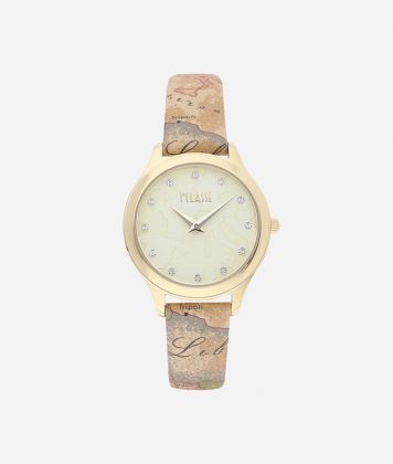 Ischia watch with strap in Geo Classic print leather
