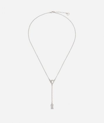 Fifth Avenue necklace with 1C pendant with white zircons in Silver