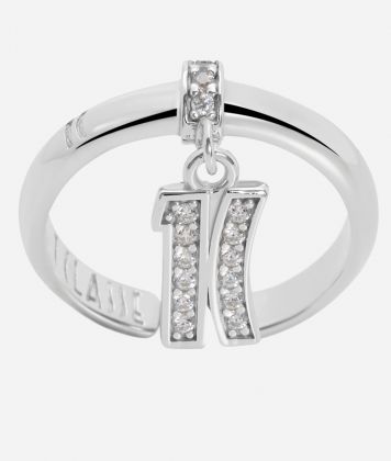 Fifth Avenue 1C logo ring with zircons in Silver