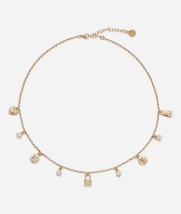 Rambla silver necklace with charms dipped in Yellow Gold