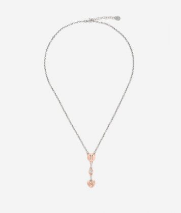Rambla necklace with pendant and rose gold dipped charms in Silver