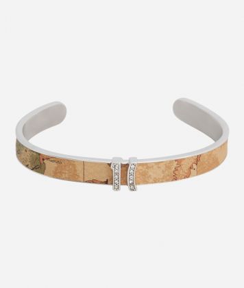 Rodeo Drive rigid bracelet with Geo leather inserts in Silver