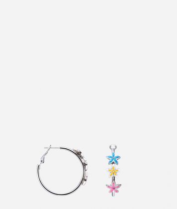 Flower Street enamel hoop earrings Multicolor