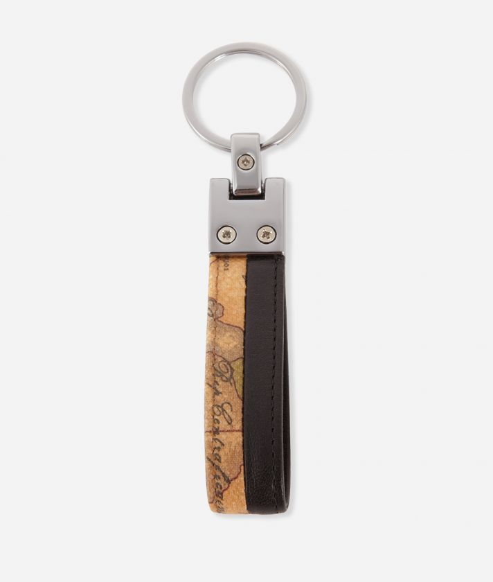 Geo Classic keychain in leather with ring black
