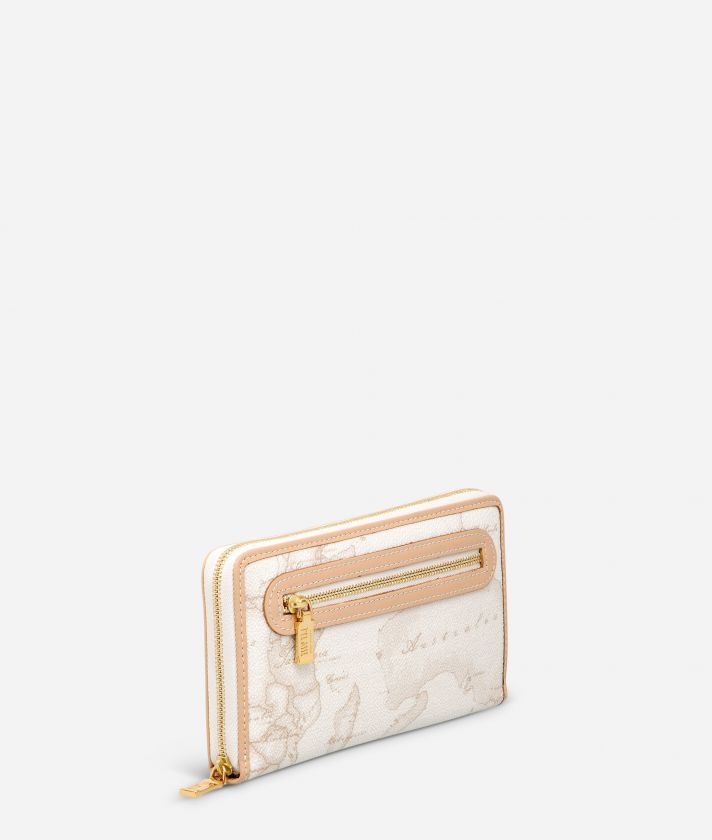 Geo White Large wallet with zip pocket