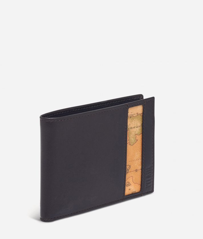 Small leather wallet Geo Classic fabric trims