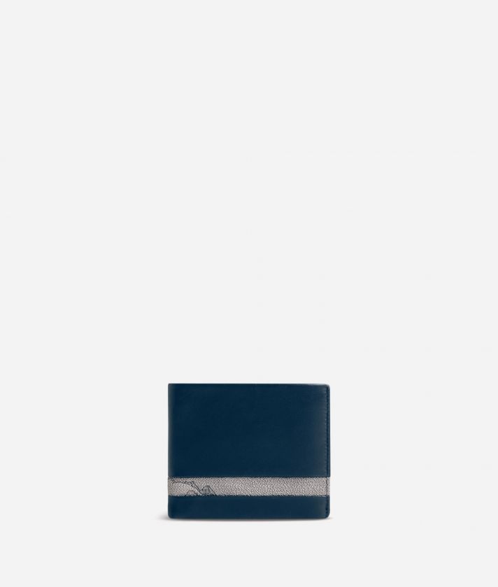 Medium leather wallet Geo Dark fabric trims