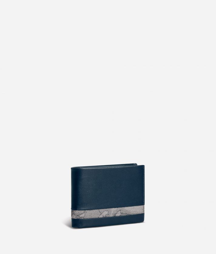 Medium leather wallet Geo Dark fabric trims