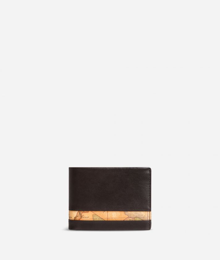 Medium leather wallet Geo Classic fabric trims