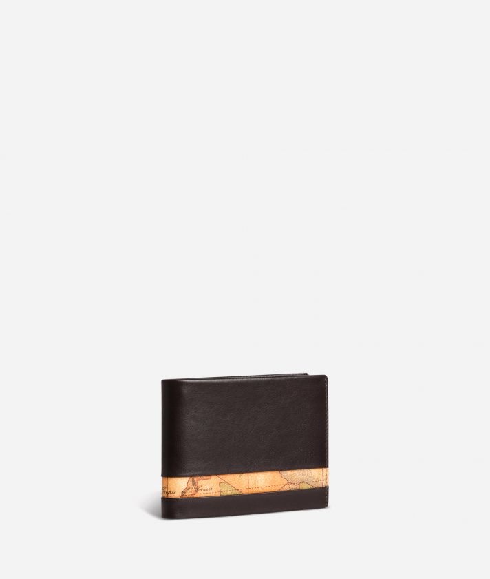 Medium leather wallet Geo Classic fabric trims