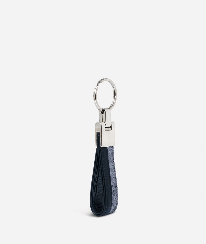 Key ring in Geo Dark fabric and leather