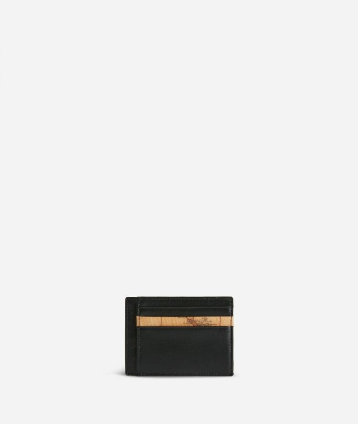 Geo Classic small card holder in leather black