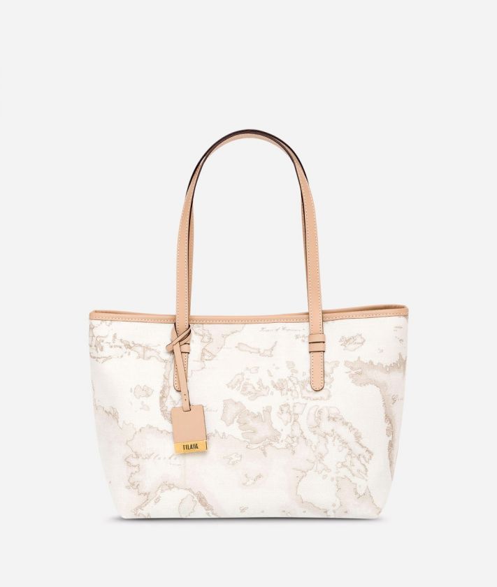 Geo White Medium shopping bag