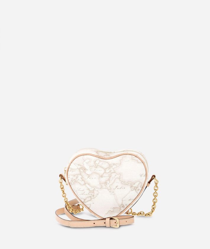 Geo White Heart mini crossbody bag