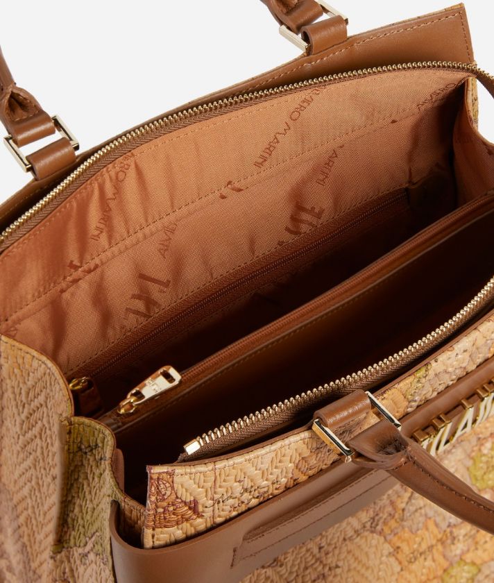 Stylish Bag Handbag in nappa leather Geo print