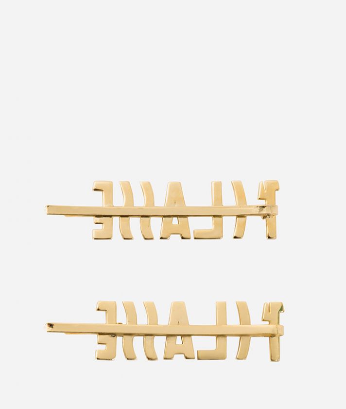 Gold-plated hair clips with 1ᴬ Classe logo