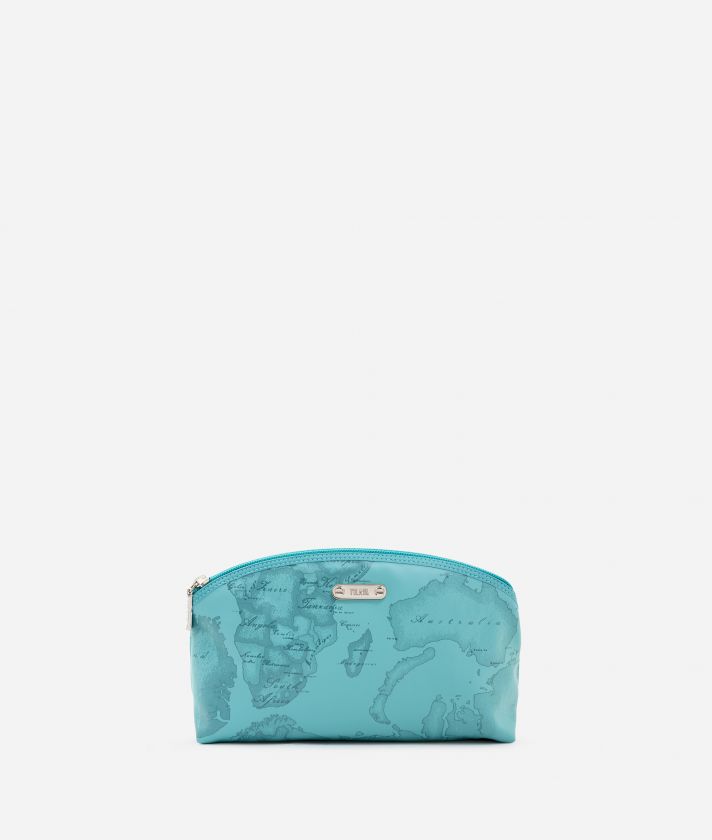 Medium beauty case in aquamarine rubberized fabric