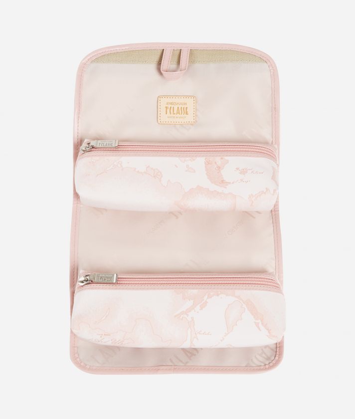 Travel wash bag in pink Geo fabric