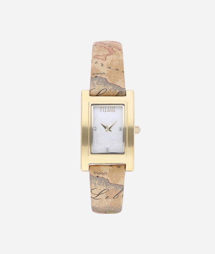 Panarea Watch with Geo Classic print leather strap