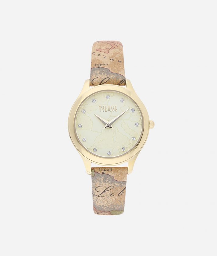 Ischia Watch with Geo Classic print leather strap
